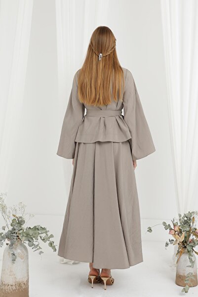 Loreen Women's Belted Jacket Two-Piece Set -20685Tks - Khaki