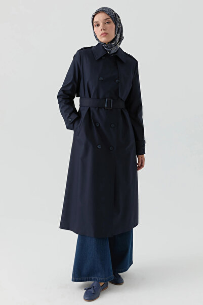 Tuğba Rüzgarlık Detaylı Trençkot - Lacivert