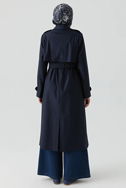 Tuğba Rüzgarlık Detaylı Trençkot - Lacivert