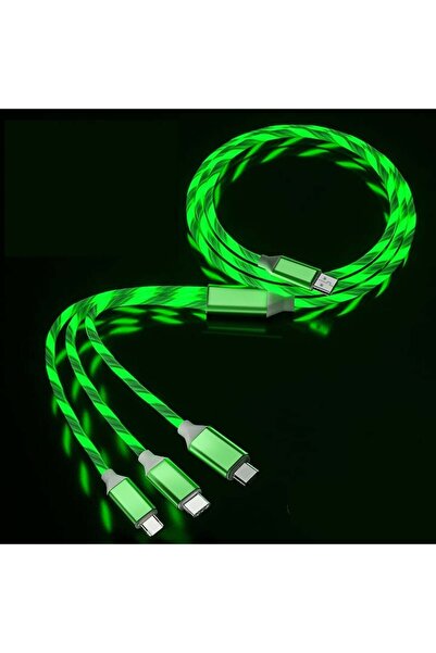 TIENTEN 3-in-1 Light Flow Charging Cable — Lightning, USB-C, Micro USB, Fast Charging