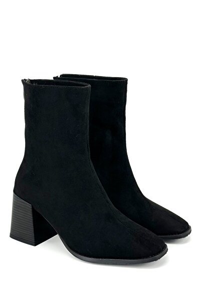 Shoebutik Γυναικείες μπότες με χοντρό τακούνι Marien Black Suede