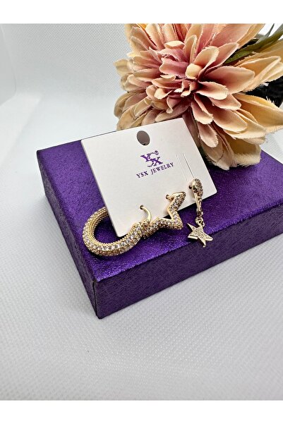 YSX JEWELRY Zircon Stone Star Ring 3-Piece Steel Earrings