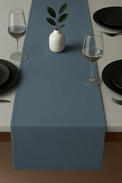 De'Vor مفرش طاولة أزرق بترولي بمظهر مخملي
