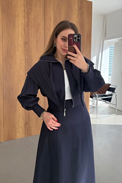 EMNORA Liva Fularlı Takım Lacivert