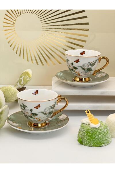 ROSSEV Turkish Coffee Cup Almira 2 Person Set 4 Pieces