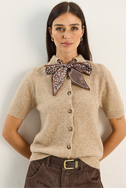 Bianco Lucci Women's Scarf Accessory Short Sleeve Knitwear Cardigan 9058 60283765