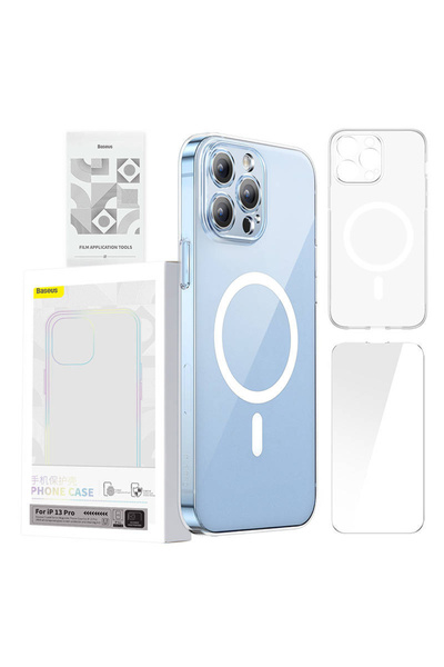 Baseus Magnetic Crystal Clear Case for iPhone13 Pro (transparent) + tempered glass