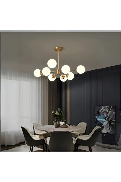 RFAN Chandelier, Model 5506/8, With Lampshades, 8 X E27, Gold