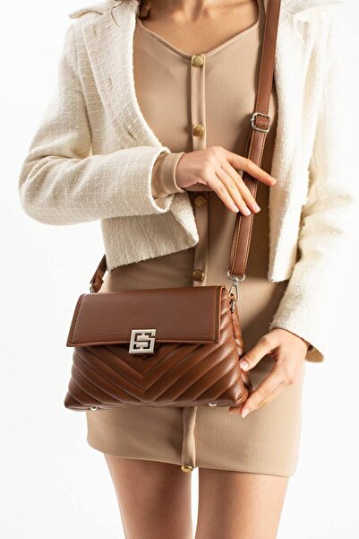 Çanta Trend Women's tan double strap hand and shoulder bag