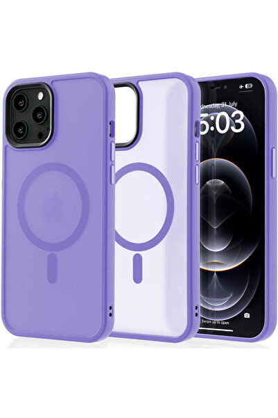 Casey Studios Husa Magsafe iPhone 12 Pro Max, Slim, Incarcare Wireless, Margini Ridicate, Light Purple