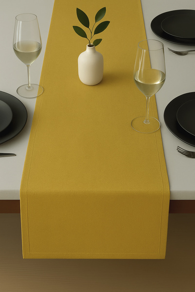 De'Vor مفرش طاولة من المخمل بلون الخردل