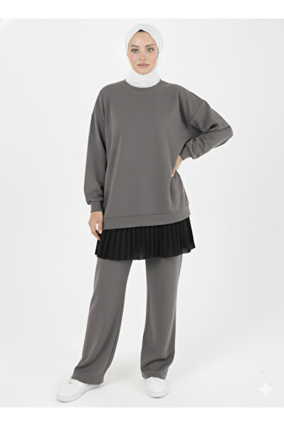ULKER AYDIN Kadın Piliseli Krep Üst Giyimi Uzatan Lastikli İçlik Etek