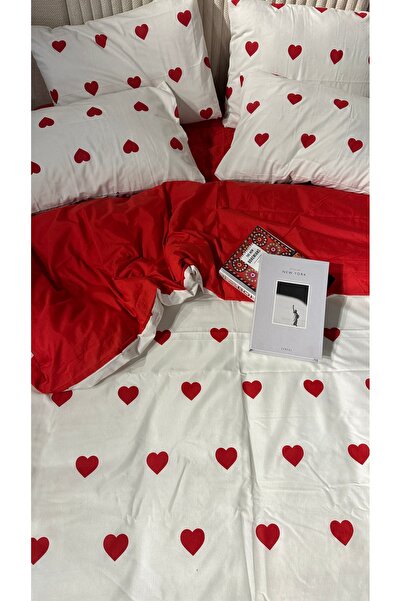 SADEN HOME Set lenjerie de pat cu cearșaf elastic dublu HEART