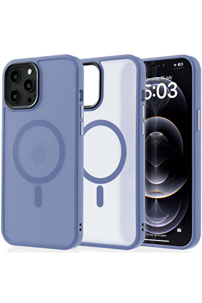 Casey Studios Husa Magsafe iPhone 12 Pro Max, Incarcare Wireless, Margini Ridicate, Slim, de Protectie, Light Blue