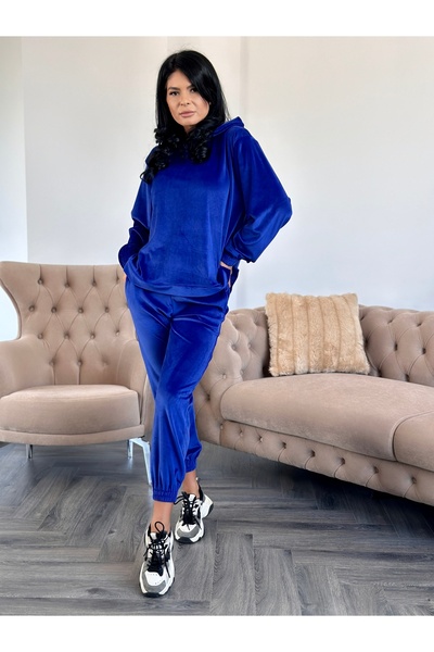 RAMONA BADESCU EXCLUSIVE Trening din catifea fină cu bluză tip hanorac și pan...