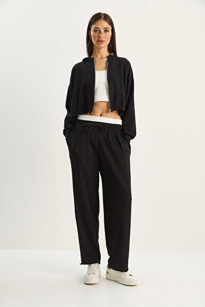 Bianco Lucci Women's Hooded Cardigan Crop Tank Top High Waist Pants Relaxed Modal 3-Piece Suit 4062 60283773