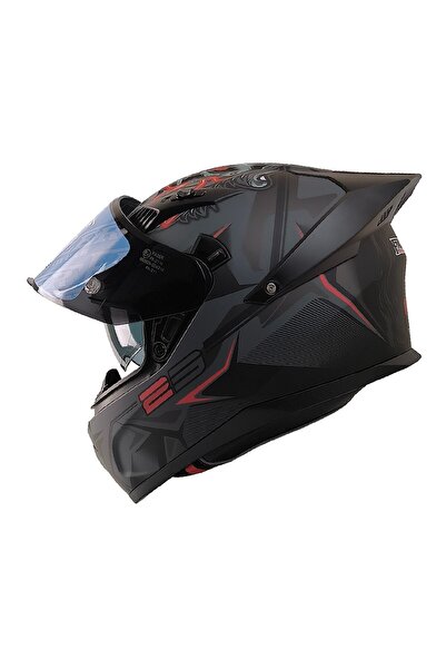 ebakbak Motosiklet Kask Ece 22.R06 Double Vizörlü Full Face Motor Kaskı Beast...