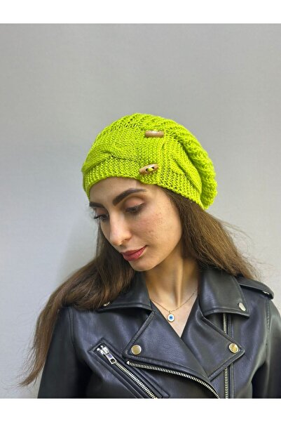 Gönülden Tasarım Hand Knitted Shepherd's Buttoned Women's Beanie