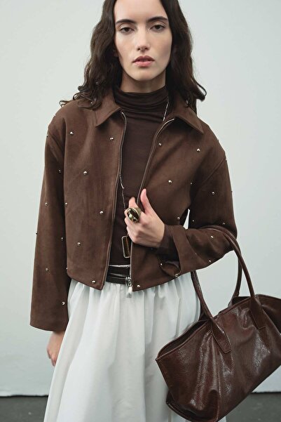 Hooopstore Premium Short Suede Dark Brown Jacket