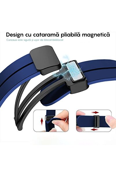 Casey Studios Curea Silicon cu legatura Metalica Samsung Galaxy Watch Ultra, Ajustabila, Blue