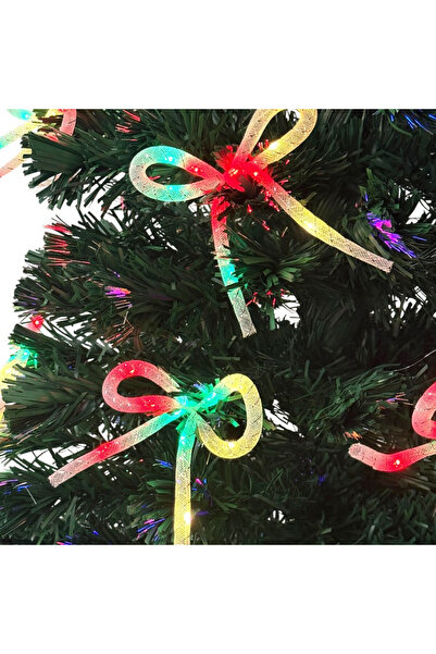 PROCART Artificial Christmas tree, multicolor fiber optic, 36 bows, star on top, height 180 cm