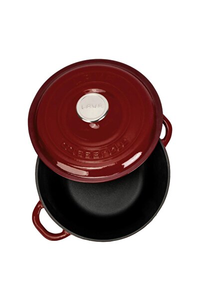 Lava Cast Iron Round Pot Cast Iron Lid New Heritage Series Diameter(Ø)26Cm.-Burgundy