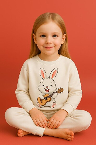 playwear Σετ φούτερ και αθλητική φόρμα με σχέδιο κουνελιού που παίζει κιθάρα,...