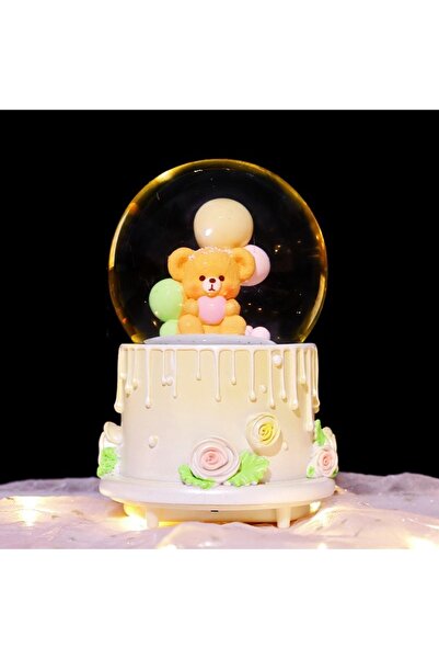 nesever store Ayıcıklı Pasta Kar Küresi Orta Boy Kar Küresi Işıklı, Müzikli, ...