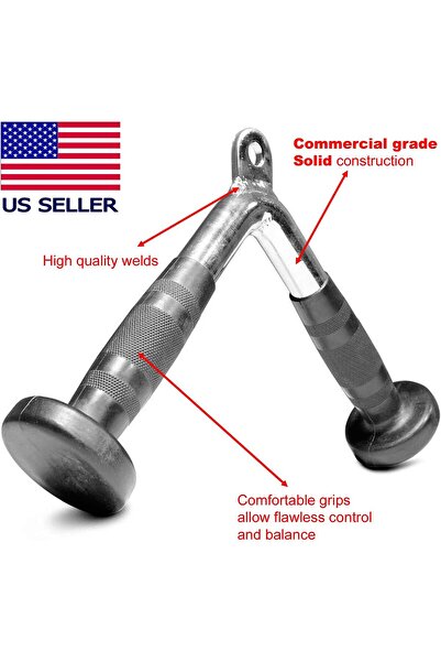 FITNESS MANIAC ملحق الضغط لأسفل ثلاثي الرؤوس على شكل حرف V مع مقابض مطاطية