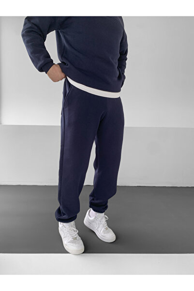 NO1 KONSEPT Αθλητικό παντελόνι Navy Blue Premium oversized 3 Thread Ş επένδυση fleece