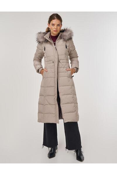Kayra Waist-Tie Goose down Filled Coat Stone