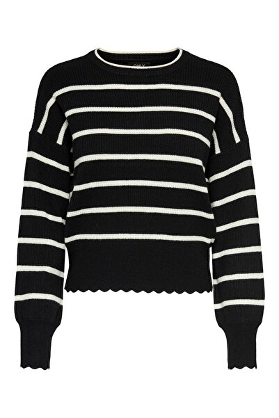 ONLY Balloon Sleeve and Crew Neck Women's Knitted Sweater - Ecru 15279935