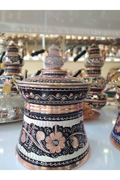 KARACA BAKIR İşlemeli Bakır Yoğurt Bakracı-Helke-Stil 3 LT