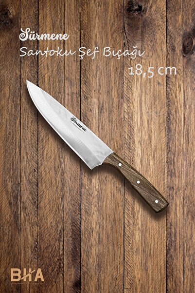 B-H-A BIÇAKÇI HACI AHMET Sürmene BHA Paslanmaz Çelik Ahşap Santoku Şef Aşçı B...