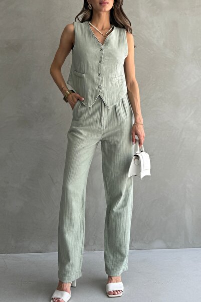 Ulino Set pantaloni și vestă din muselină