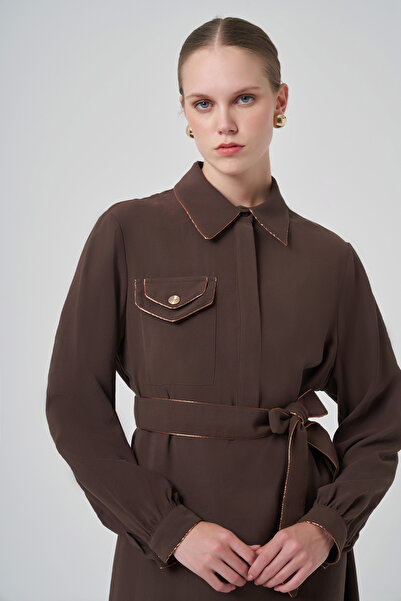 Nuss Pocket Detail Belted Dress 2005 Brown