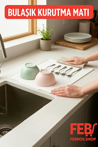 Büyük Boy 44 X 33 Cm Silikon Bulaşık Kurutma Matı Bulaşıklık Durulama Hijyenik Kokusuz Bulaşık Matı