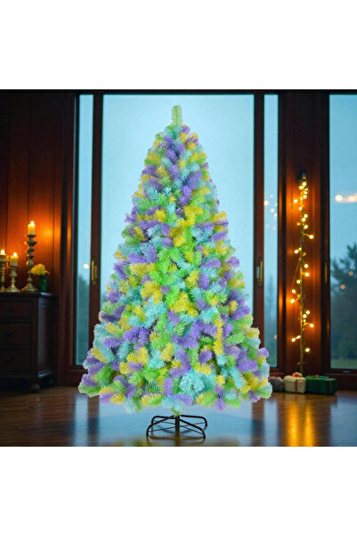 PROCART Multicolored artificial fir tree, 1260 branches, height 180 cm, metal stand included