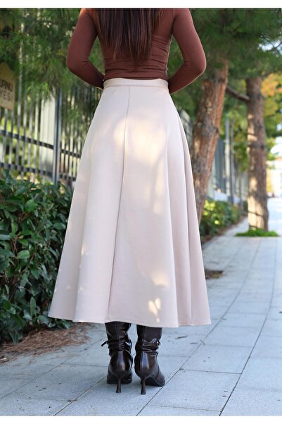 Dadali Scuba fabric bell skirt beige