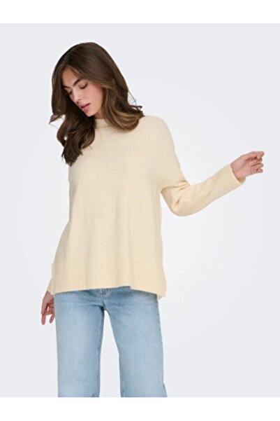 ONLY Onlhazel Ls Highneck Overs Pull Knt Nca Women's Sweater 15352853 Detail:Melange/Whitecap Gray