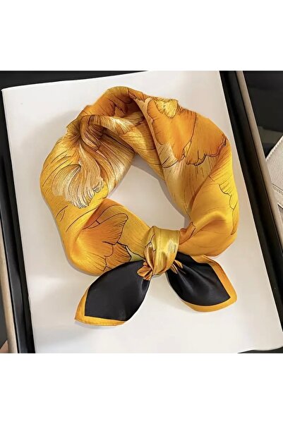 Accessories Hei Yellow Patterned Stylish Silk-Look Women's Accessory Scarf Foulard