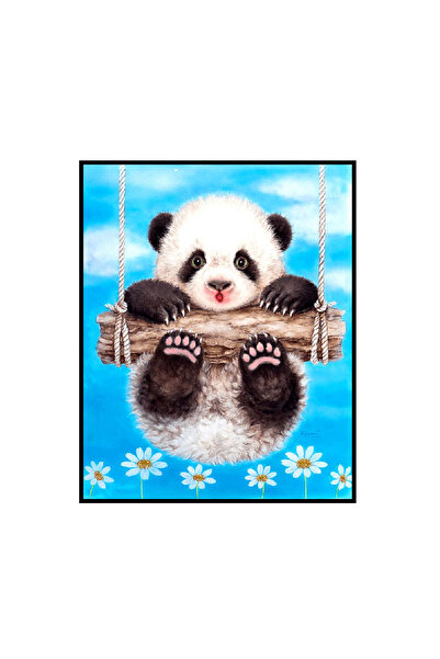 MATTELOT TOYS Set pictura pe numere Ursuletul Panda, Tablou cu cadru din lemn...