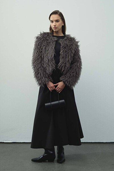 Hooopstore Short Faux Fur Anthracite Jacket