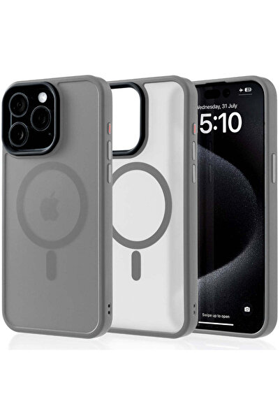 Casey Studios Magsafe Case iPhone 15 Pro Max, Slim, Wireless Charging, Raised Edges, Light Gray