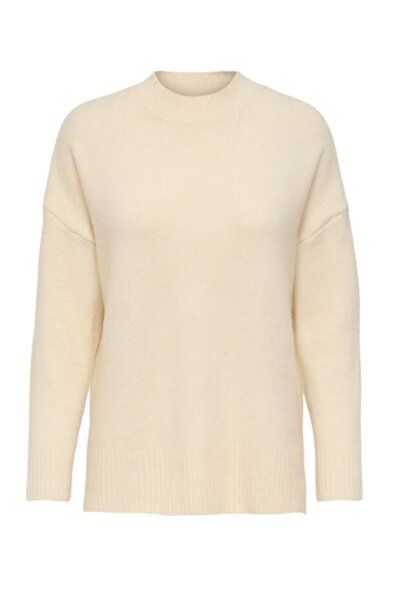 ONLY Onlhazel Ls Highneck Overs Pull Knt Nca Women's Sweater 15352853 Detail:Melange/Whitecap Gray