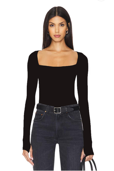 AFR CLOTHES ΓΥΝΑΙΚΕΙΑ ΜΑΥΡΗ ΜΠΛΟΥΖΑ ΜΕ ΤΕΤΡΑΓΩΝΟ ΛΑΜΠΡΟΥΣΤΗ ΚΟΛΑΡΟ ΜΕ ΔΙΠΛΗ Σ...