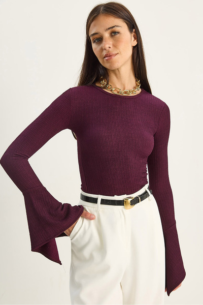 Bianco Lucci Bluză pentru femei guler rotund Spanish Sleeve L material elastic B basic 4103 60283784