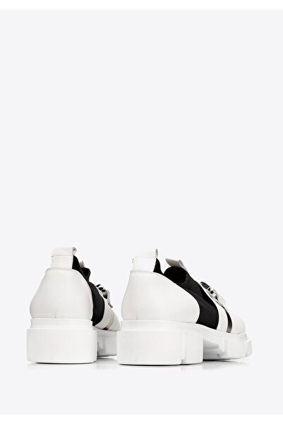 Wittchen Women's chunky leather moccasins in black and white, leather