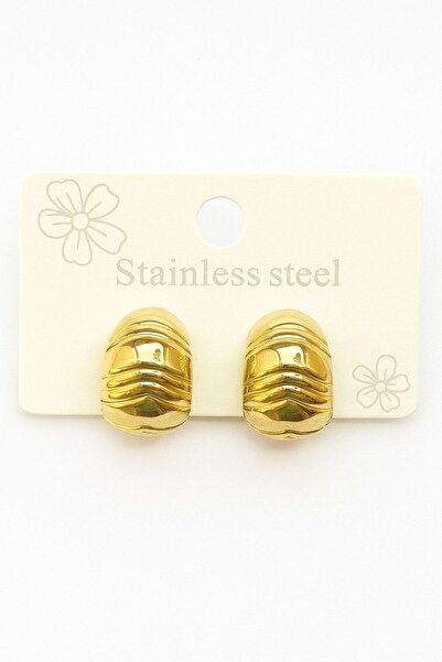 GAMZELİRENKLERİM أقراط أنيقة من الفولاذ الذهبي المطلي