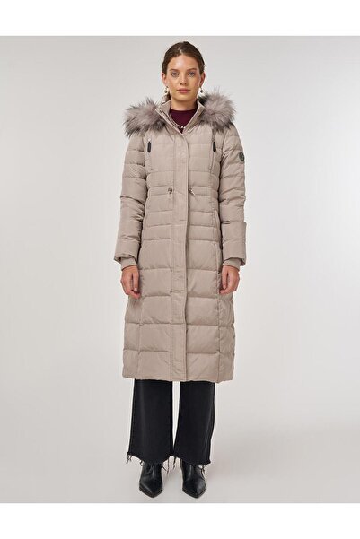 Kayra Waist-Tie Goose down Filled Coat Stone
